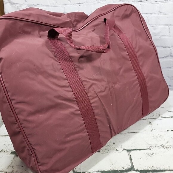 Vintage Gloria Vanderbilt 3pc Luggage Set Maroon Nylon Bags "H" Monogrammed - Picture 15 of 16
